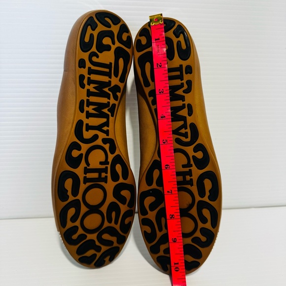 Jimmy Choo Nude Leather Crystal Toe Ballet Flats Size 40 - Picture 13 of 14